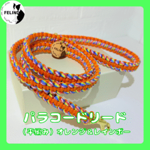 パラコードリード（平編み）オレンジ&レインボー