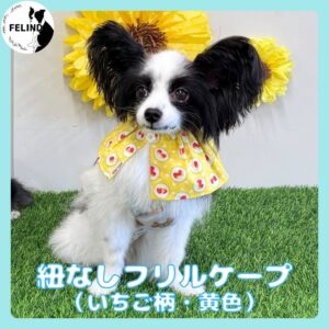 紐なしフリルケープ(いちご柄・黄色)